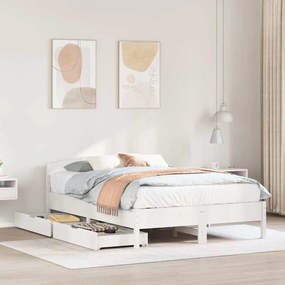 Letto Senza Materasso Bianco 160x200 Cm Legno Massello Di Pino /
