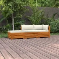 Set Divani da Giardino 3 pz con Cuscini in Massello di Acacia cod mxl 42752