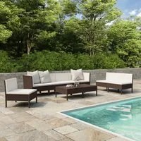 Set Divani da Giardino 9 pz con Cuscini in Polyrattan Marrone cod mxl 37802