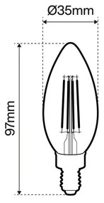 Lampada LED E14 6W a Filamento 150lm/W, No Flickering - C35 Colore Bianco Freddo 6.000K