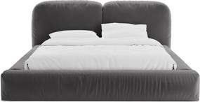 Letto matrimoniale imbottito grigio con contenitore con rete inclusa 180x200 cm Martina – Micadoni