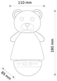 Lampada notturna LED RGB per bambini con melodia 3xAAA/5V orso