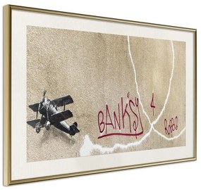 Poster  Banksy: Love Plane  Cornice Quadri Cornice d'oro con passe-partout, Larghezza x Altezza Home decor 30x20