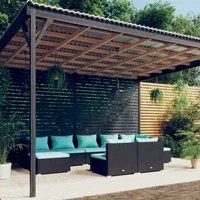 Set Divani da Giardino 9 pz con Cuscini in Polyrattan Nero 3102001