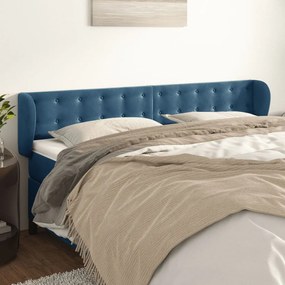Testiera Ad Orecchio Blu Scuro 163x23x78/88 Cm İn Velluto /