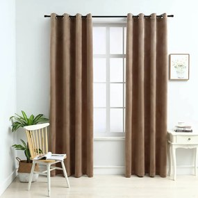 Tende Oscuranti Con Anelli 2 Pz Beige İn Velluto 140x175 Cm /