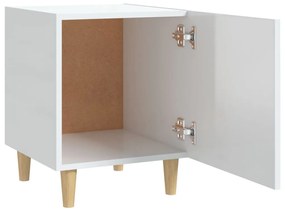 Comodini 2 pz Bianco Lucido in Legno Multistrato