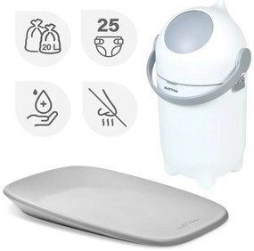 Nattou - Cestino per pannolini e fasciatoio SOFTY 50x70 cm bianco/grigio