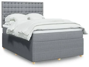 Giroletto a molle con materasso grigio chiaro 140x200cm tessuto