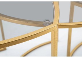 Tavolini rotondi in set di 3 con piano in vetro in oro ø 60 cm Triangle - Mauro Ferretti
