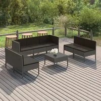 Set Divani da Giardino 8 pz con Cuscini in Polyrattan Grigio 3094358