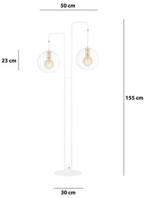 Piantana Contemporaneo Omoikane Acciaio Bianco 2 Luci E27 Ip20
