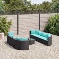 Set Divani da Giardino 9 pz con Cuscini Nero in Polyrattan 3308428