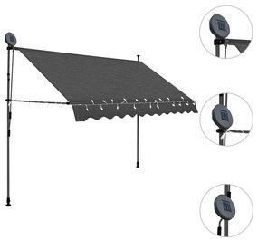 Tenda da Sole Retrattile Manuale con LED 250 cm Antracite