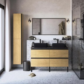 Mobile bagno sospeso con lavabo, top incluso L 60 x H 58 x P 48.1 cm rovere liscio 4 cassetti per vasca centrale Studio