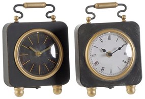 Orologio da Tavolo DKD Home Decor Argentato Nero Metallo PVC (14,5 x 5 x 21 cm) (2 Unità)