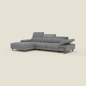 Zayana Divano angolare estraibile - braccioli e poggiatesta reclinabili in tessuto impermeabile T02 grigio