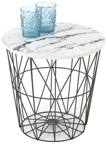 Tavolino HARISSA 41x42 cm nero/bianco marmor decor