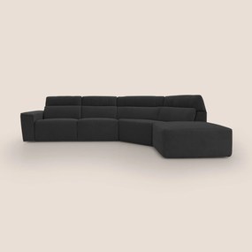Clark Divano angolare con opzione relax elettrico in tessuto smacchiabile impermeabile T17 nero