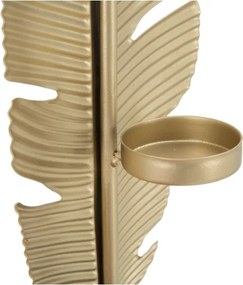 Scultura Foglia Con Porta Candela Glam Cm 10X10X34