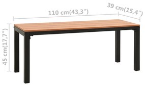 Panchina da Giardino 110 cm Marrone e Nera in Acciaio e WPC