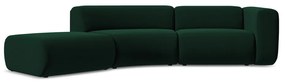 Chaise longue verde scuro (con penisola a sinistra) con rivestimento in velluto Ekahi – Makamii