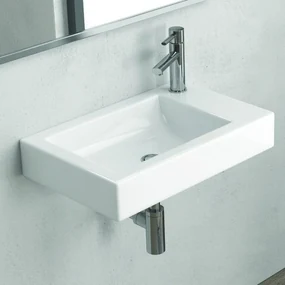 Kamalu - Lavabo sospeso 55 cm rubinetto destra Litos-MN55