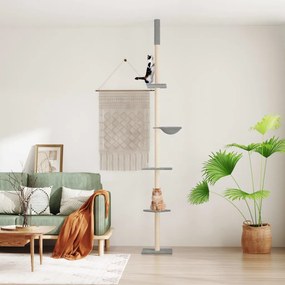 Albero Per Gatti Pavimento Soffitto Grigio Chiaro 263,5-289,5cm /
