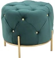 Pouf rotondo trapuntato in tessuto verde cm 45x40