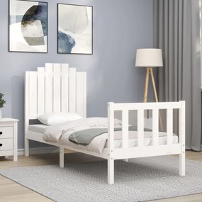 Giroletto Con Testiera Bianco Small Single Legno Massello /
