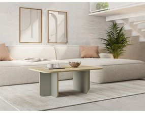 Tavolino da salotto in verde chiaro/di colore naturale con piano effetto rovere 56x100 cm Hillary – Marckeric