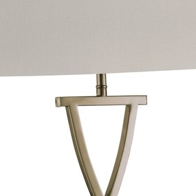 Lampada Da Scrivania Contemporanea Club Acciaio Ottone Tessuto Bianco 1 Luce E14