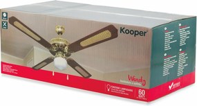 Ventilatore da Soffitto con 4 Pale e Lampada Ø130cm 3 Velocità  Kooper Windy Marrone...