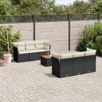 Set Divani da Giardino con Cuscini 7pz Nero Polyrattancod mxl 115405