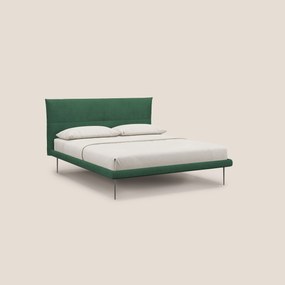 Akiko letto imbottito con piedi alti in metallo in tessuto impermeabile T02 verde