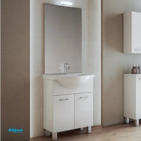 Mobile Bagno Da Terra "Gaia 1" Da 65 Cm Composto Da Due Ante Finitura Bianco Lucido