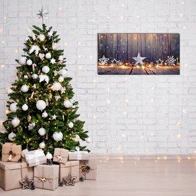 Quadro su vetro acrilico Ornamenti di stelle di Natale con luce di Natale 100x50 cm