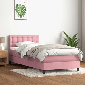 Giroletto A Molle Con Materasso Rosa 90x220 Cm Velluto /