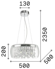 Sospensione Moderna Audi-80 Metallo Fumè 8 Luci G9 3W 3000K Luce Calda