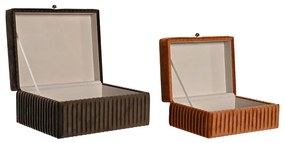 Scatola-Portagioie DKD Home Decor Velvet (23 x 18 x 10,5 cm) (2 Unità)