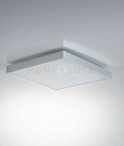 Plafoniera led domo cromo quadrata 24w 2700lm 4000k ip44 24x24x2,4cm
