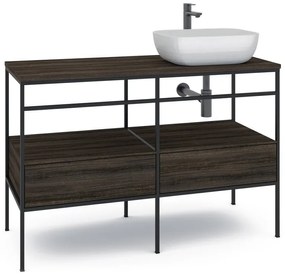 Mobile sottolavabo e lavabo Outline nero L 120 x H 92 x P 45.5 cm