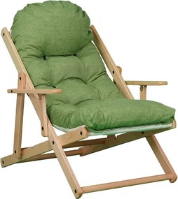 Poltrona in legno pieghevole 3 posizioni - cuscino tessuto Pea