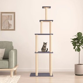 Albero per gatti con tiragraffi in sisal grigio scuro 183 cm