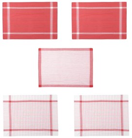 Set 5 strofinacci 50x70 cm cotone righe rosse