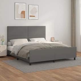 Giroletto Con Testiera Grigio 180x200 Cm İn Similpelle /