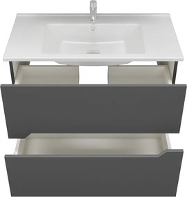 Kamalu - Mobile bagno nero grafite matt 85 cm con lavabo incasso | LAC-ARES-85