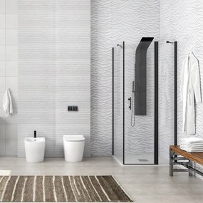 Box doccia 70x80cm finitura nera battente e fisso 70cm | KPX2800N - KAMALU