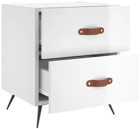Comodino bianco lucido 40x35x47,5 cm in legno multistrato