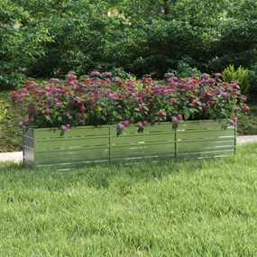 Letto Rialzato Giardino 240x40x45 Cm İn Acciaio Zincato Argento /